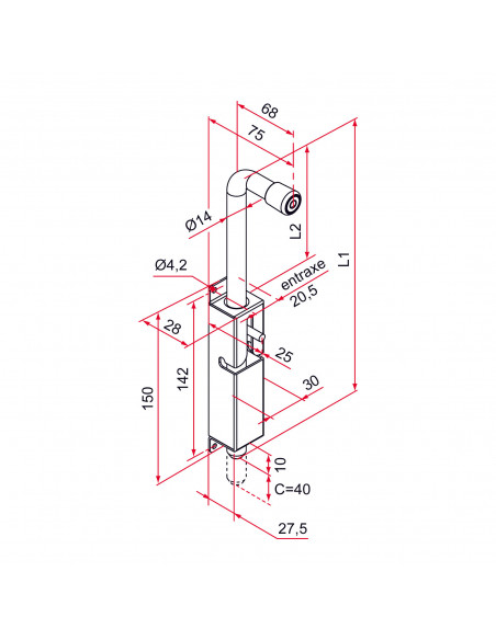 VERROU RÉVERSIBLE - Alubab Portail Portillon Accessoires aluminium