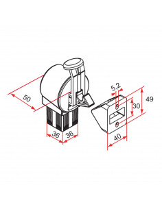 ARRET ARRECLIC AVEC CROCHET SANS TUBE - Alubab Portail Portillon Accessoires aluminium 2